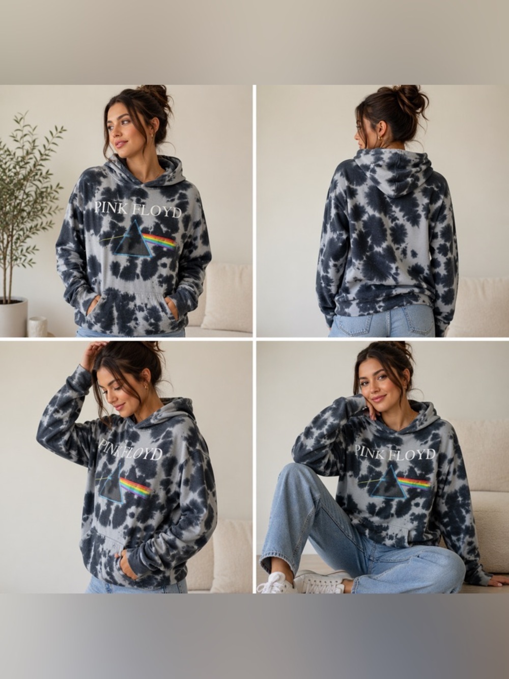 Pink Floyd Dark Side of the Moon Tie Dye Hoodie Band Tee Size M - Picture 1 of 6